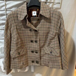 CAbi Houndstooth Cape Jacket - Black and Brown